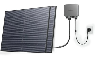 Комплект энегонезависимости EcoFlow PowerStream - микроинвертор 800W + 2 x 400W стационарные солнечные панели EFPowerStreamMI-EU-800W/ZPTSP300-2-AKIT-4/EFL-SuperFlatMC4Cable фото