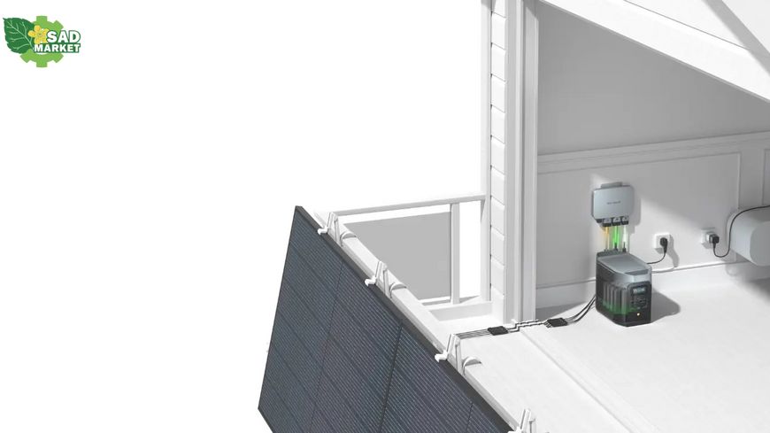 Комплект енергонезалежності EcoFlow PowerStream - мікроінвертор 800W + 2 x 400W стаціонарні сонячні панелі EFPowerStreamMI-EU-800W/ZPTSP300-2-AKIT-4/EFL-SuperFlatMC4Cable фото