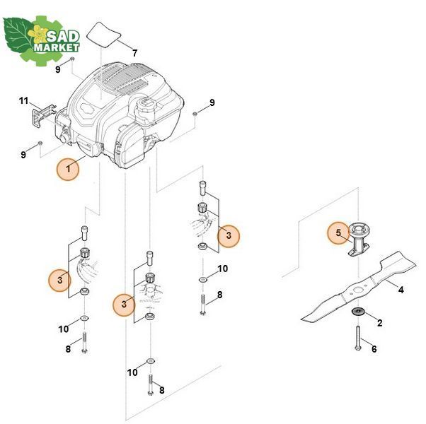 Опора ножа газонокосилки STIHL MB 3 RT/RC 63617602000 фото