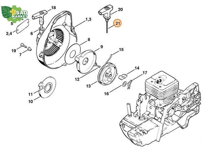 Трос стартера D 4,5 мм x 960 мм STIHL (00001902901) 00001902901 фото