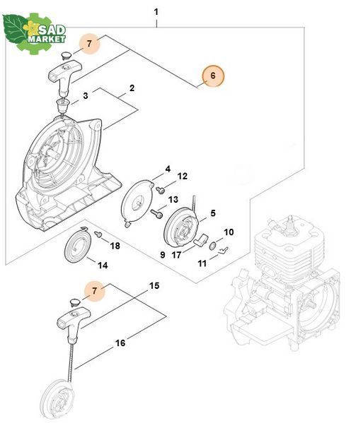 Ручка стартера ElastoStart D 3,0 мм для мотокос STIHL FS 400, FS 450 00001903405 фото