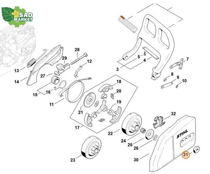 Гайка крепления M8 шины бензопилы STIHL (00009550801) 00009550801 фото