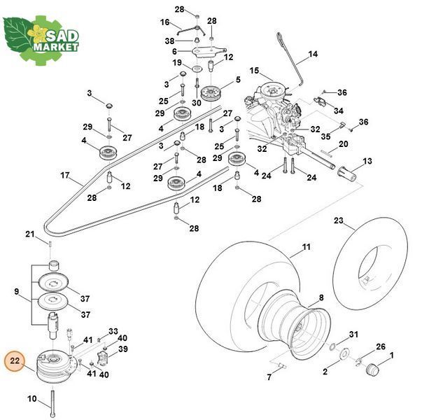 Муфта електромагнітна відбору потужності трактора садового STIHL/VIKING 61701602011 фото