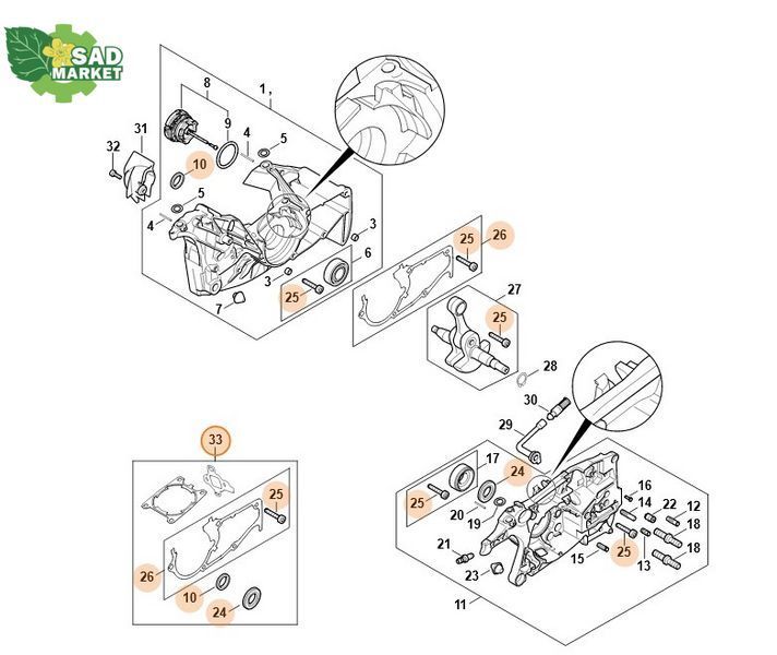Прокладка комплект бензопилы STIHL MS 462 11420071601 фото