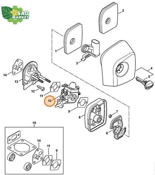 Карбюратор воздуходуйки STIHL BR 200 42411200625 фото