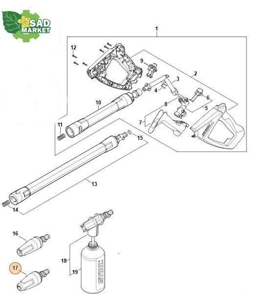 Форсунка роторна 1.01 мм до мінімийок STIHL RE 110/RE 140 Plus 49505001610 фото