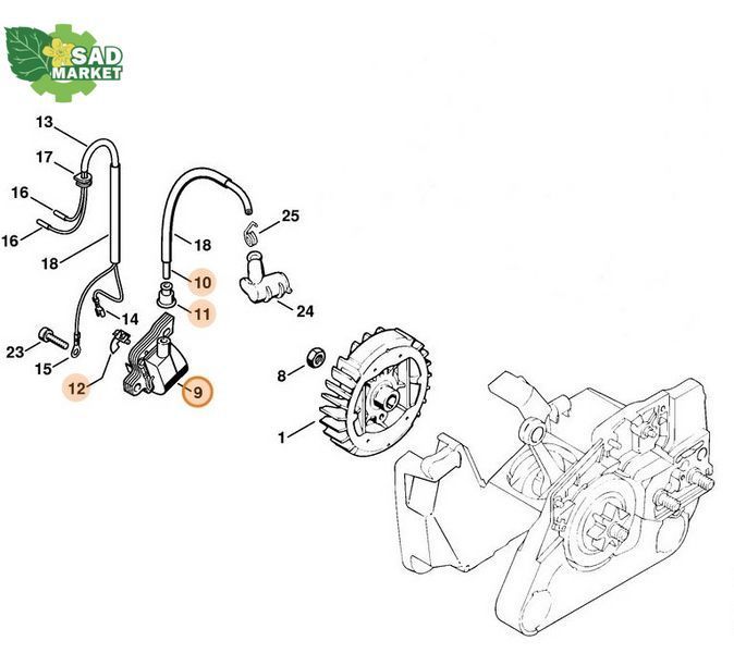 Котушка запалювання (магнето) бензопили STIHL STIHL MS 240, 260, 290, 440 00004001300 фото