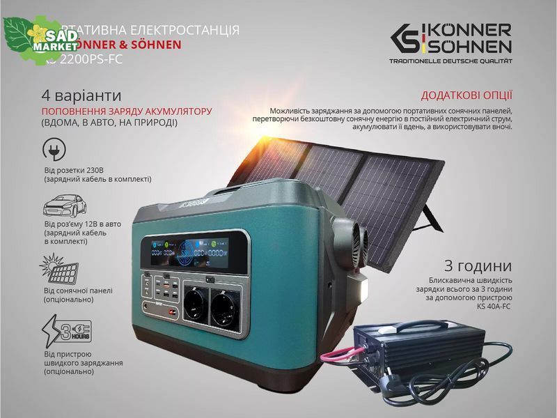 Портативна зарядна станція Konner&Sohnen KS 2200PS-FC KS 2200PS-FC фото