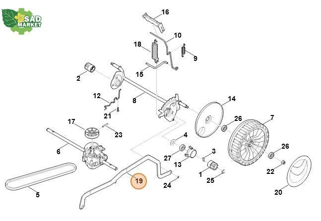 Передаточный рычаг газонокосилки STIHL/VIKING 448 63587038810 фото