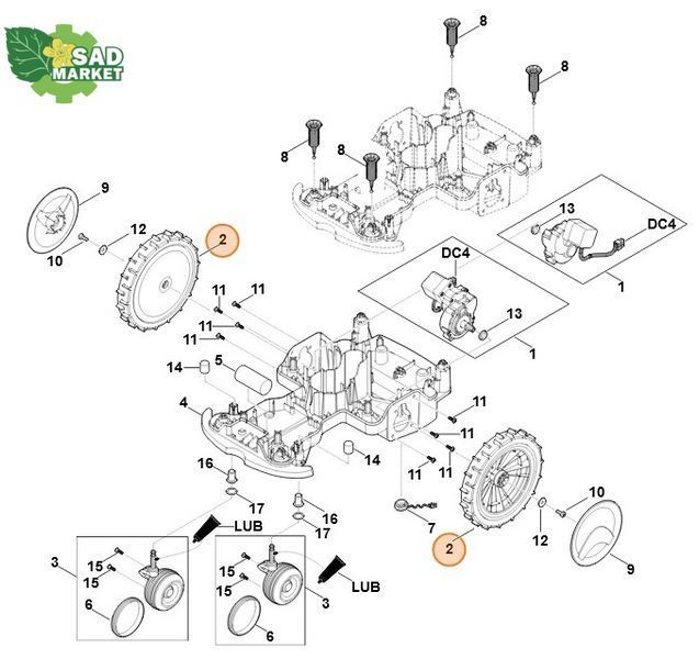 Заднее колесо газонокосилки робота STIHL/VIKING iMow 63017000401 фото