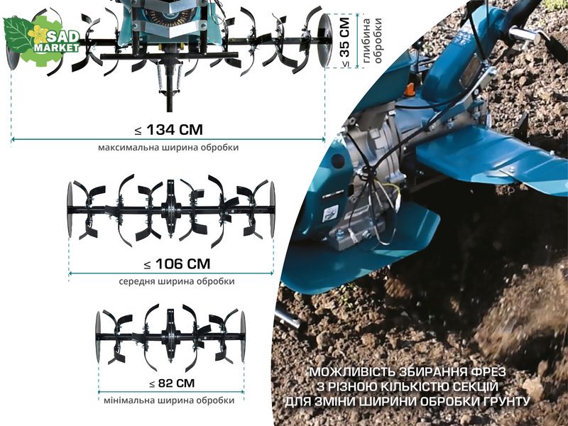 Мотоблок бензиновый Konner&Sohnen KS 9HP-1350G-3 (колеса 4.00-8″) KS 9HP-1350G-3 фото