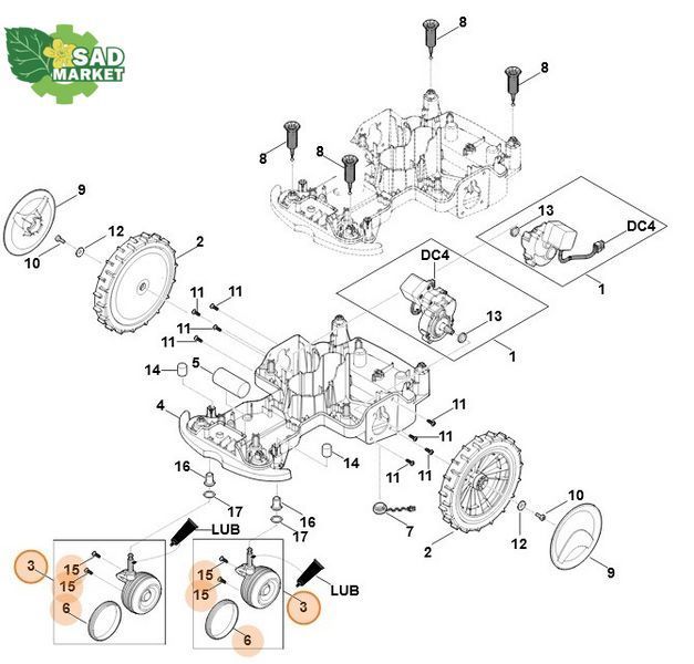 Переднее колесо газонокосилки робот STIHL/VIKING iMow 63017000411 фото