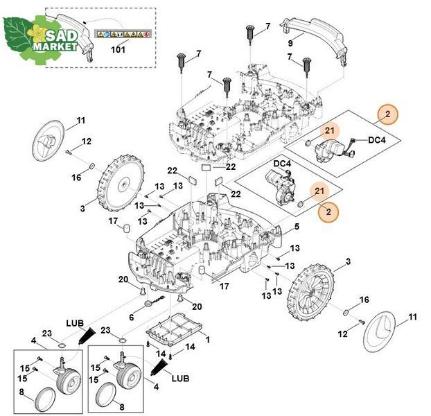 Двигатель колеса в сборе газонокосилки работа STIHL RM6 63096400150 фото