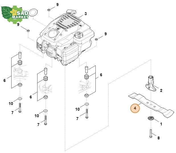 Ніж для газонокосарки STIHL RM 443.3 T/RMA 243.3/RM 443.3/RMA 443.3 PV/RMA 443.3 WA407020105 фото