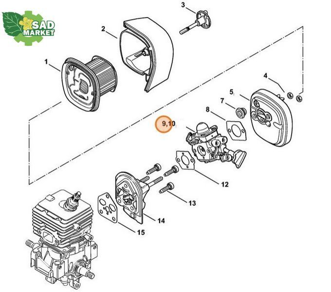 Карбюратор воздуходувки STIHL BG 86, SH 56, SH 86 42411200623 фото