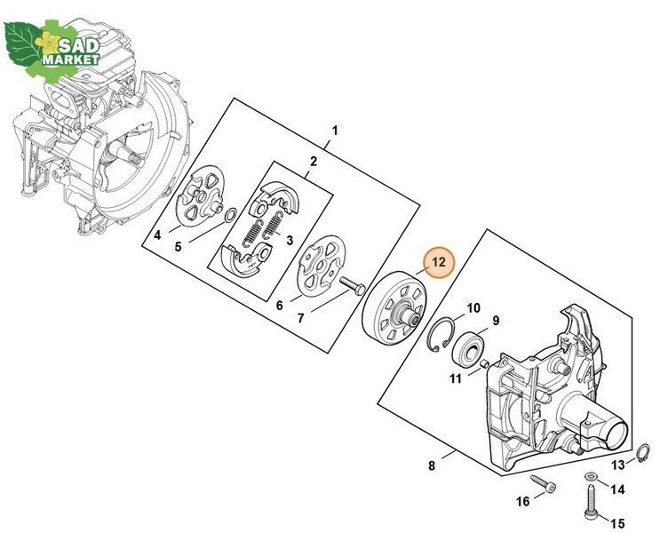 Барабан сцепления STIHL FS240C, FS260C, FS360C, FS410C 41471602902 фото