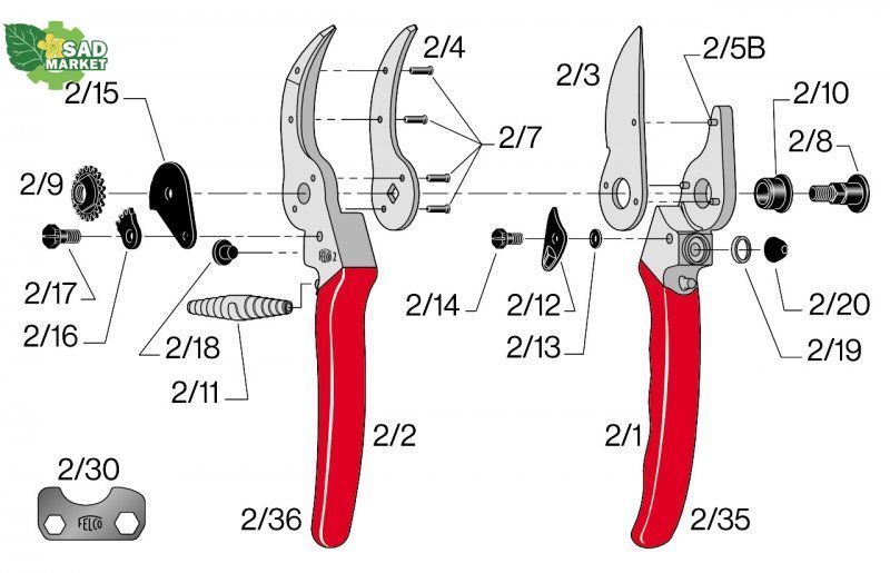 Болт центральний до секаторів Felco 6, 12, 11, 17) 6/8 фото