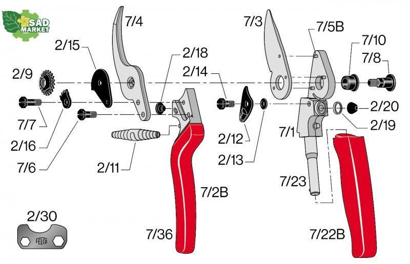 Лезо опорне з гвинтом для секатора Felco 7 7/4 фото