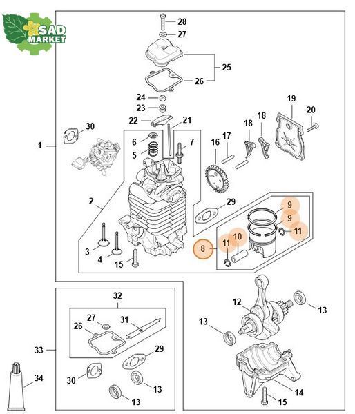 Поршень, діам. 50мм STIHL BR 800 42830302003 фото