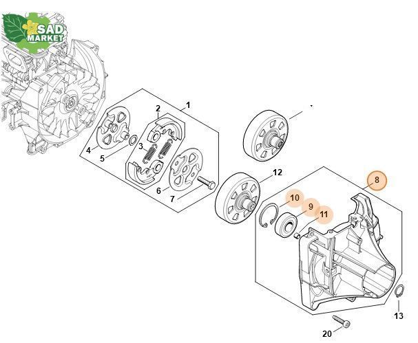 Корпус муфти STIHL FS 240 260 FS240 FS260 C 41471600614 фото