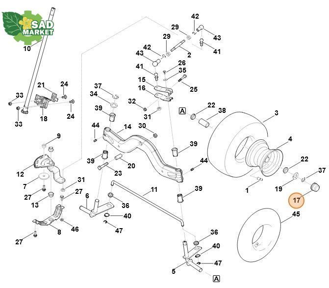 Ковпачок пилезахисний колеса трактора газонокосарки STIHL T6 61707087420 фото