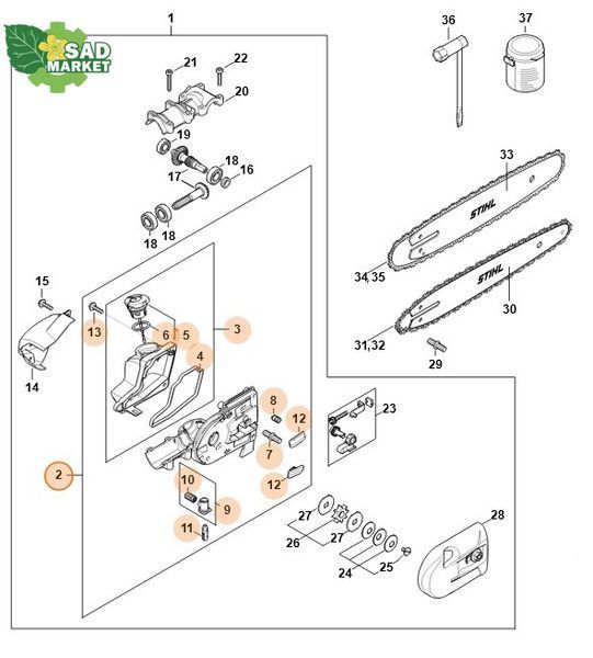 Корпус редуктора высотореза STIHL HT 135 41826400555 фото