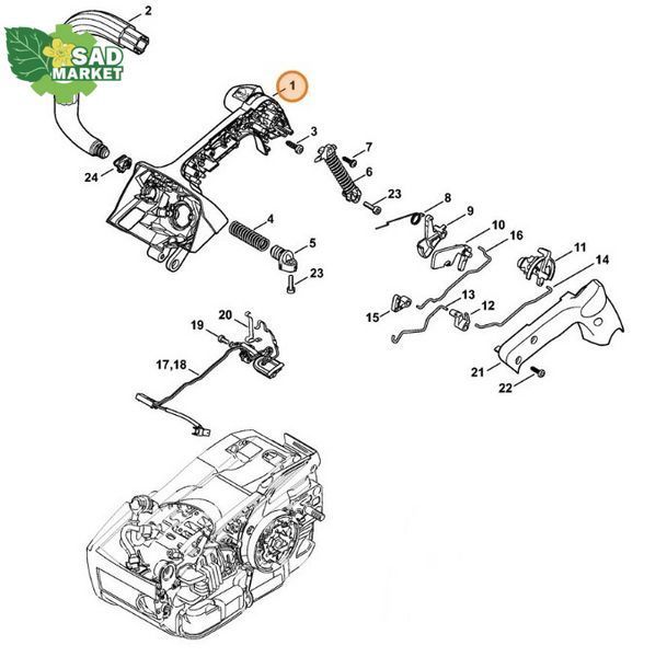 Корпус рукоятки бензопили STIHL MS 201 TC-M 11457901006 фото