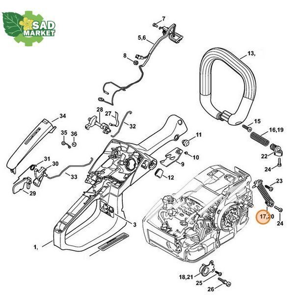 Пружина антивибрационная STIHL MS 201, MS 201T 11457908302 фото