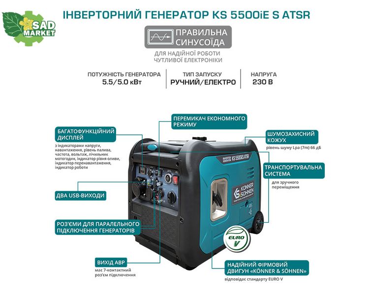 Генератор инверторный Konner&Sohnen KS 5500iE S ATSR KS 5500iE S ATSR фото