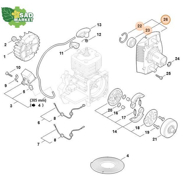 Корпус муфты мотокосы STIHL FS 400, FS 450, FS 480 41281600601 фото