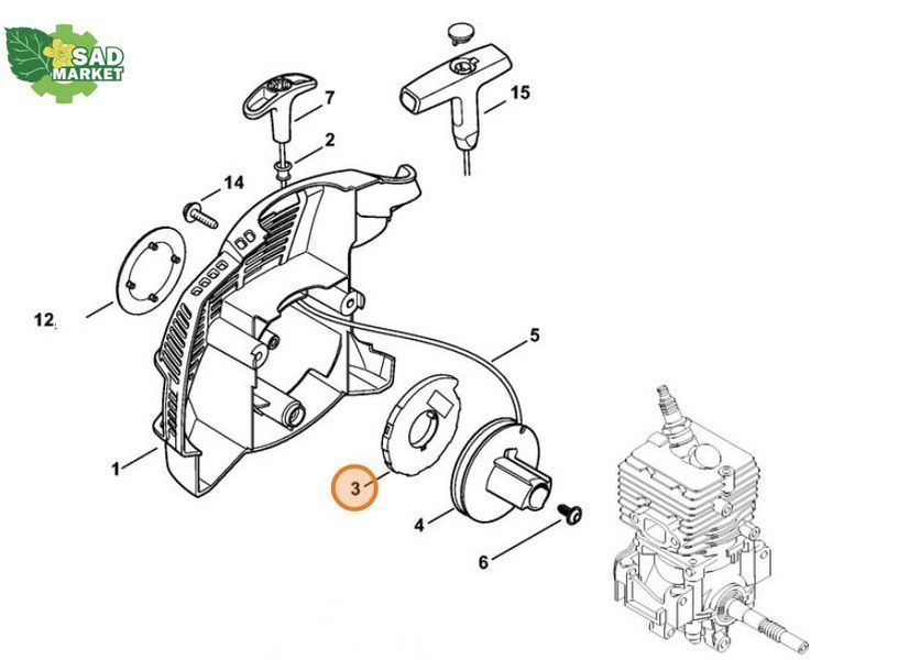Пружина возвратная стартера мотокосы STIHL FS 56, 70, 87, 90,130, 310 41801900600 фото