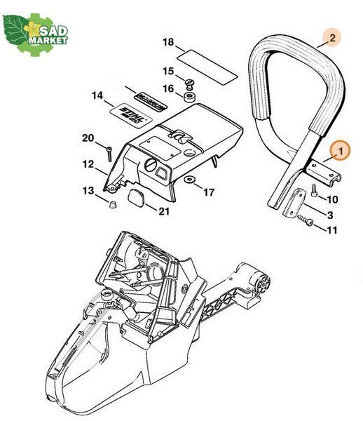 Рукоятка трубчастая со шлангом для бензопил STIHL MS 880, MS 881 11247901500 фото