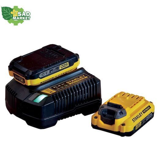 Зарядное устройство быстрое 4A + 2 АКБ Stanley FATMAX V20 2A SFMCB12D2 SFMCB12D2-QW фото