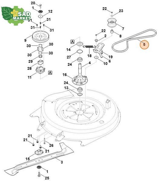Ремень привода деки садового трактора STIHL RT 4082.2 61407042110 фото