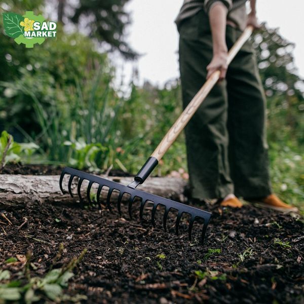 Грабли стальные с ручной для грунта Fiskars Solid, 14 зубцов 1011598 фото