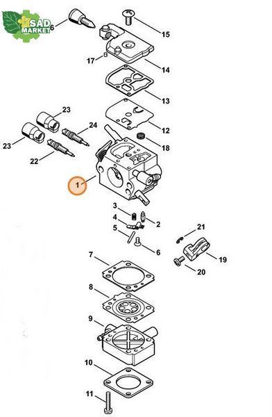 Карбюратор до мотокоси STIHL FS 120 2-MIX (4134/28) 41341200628 фото