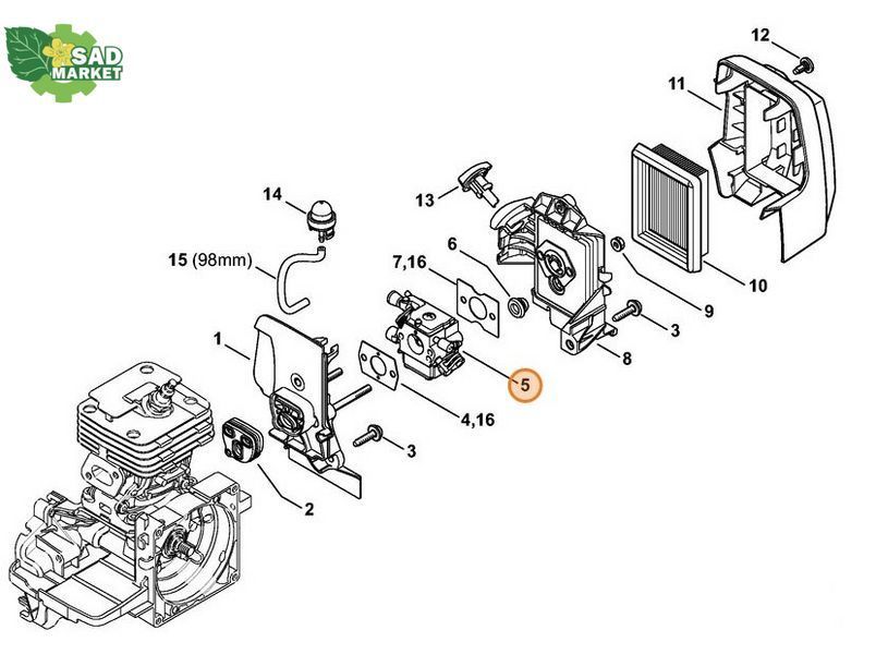 Карбюратор до мотокоси STIHL FS 120 2-MIX (4134/28) 41341200628 фото