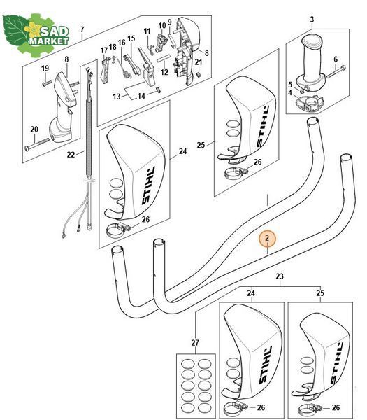 Трубчатая рукоятка мотокосы STIHL FS 561 C-EM 41487911703 фото