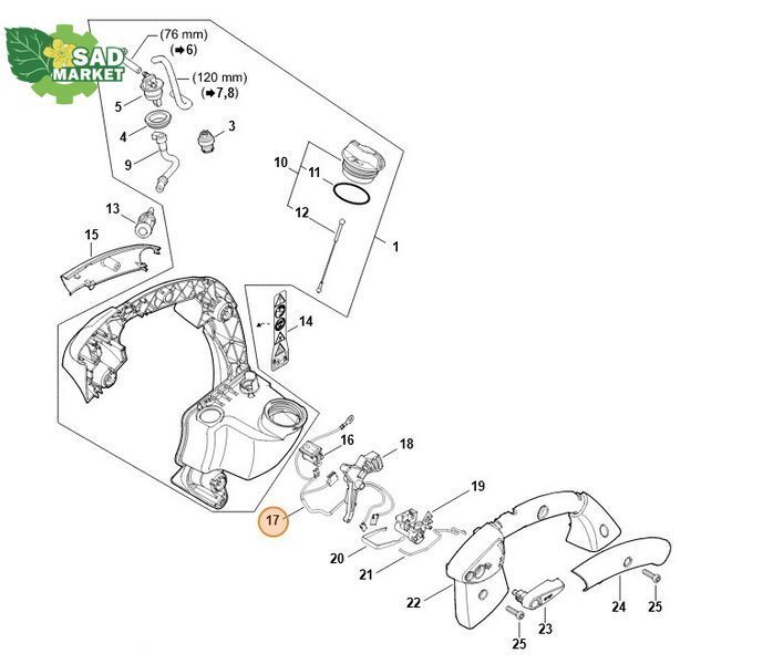 Кабельный жгут садового пылесоса STIHL SH 86 42414403000 фото