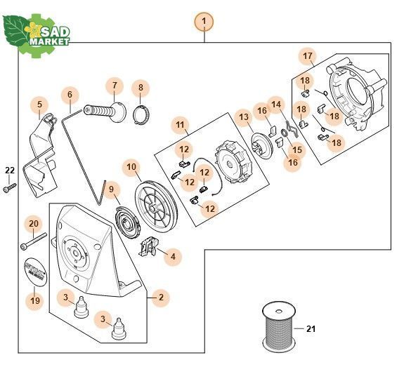 Стартер в сборе для STIHL BR 800 800C 800X 42831904023 фото