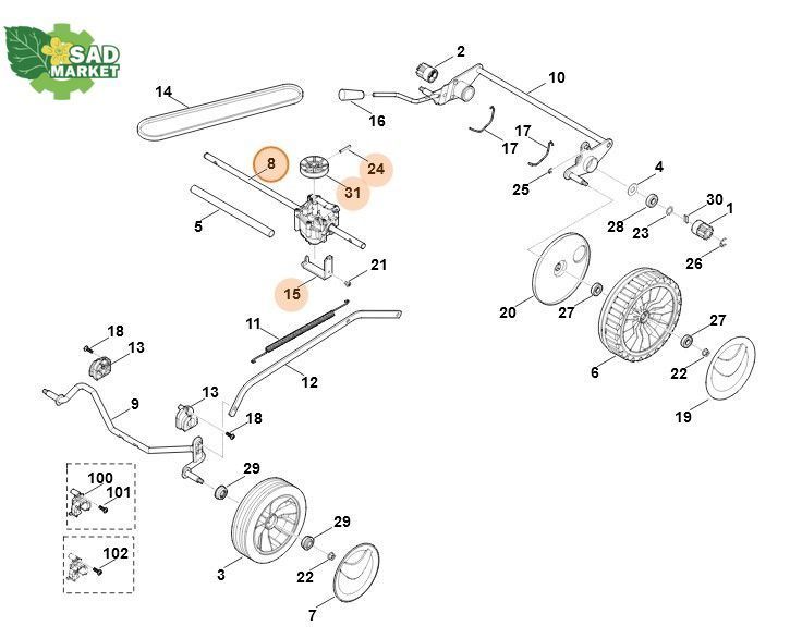 Коробка передач газонокосилки STIHL/VIKING 248, 253 63500071001 фото