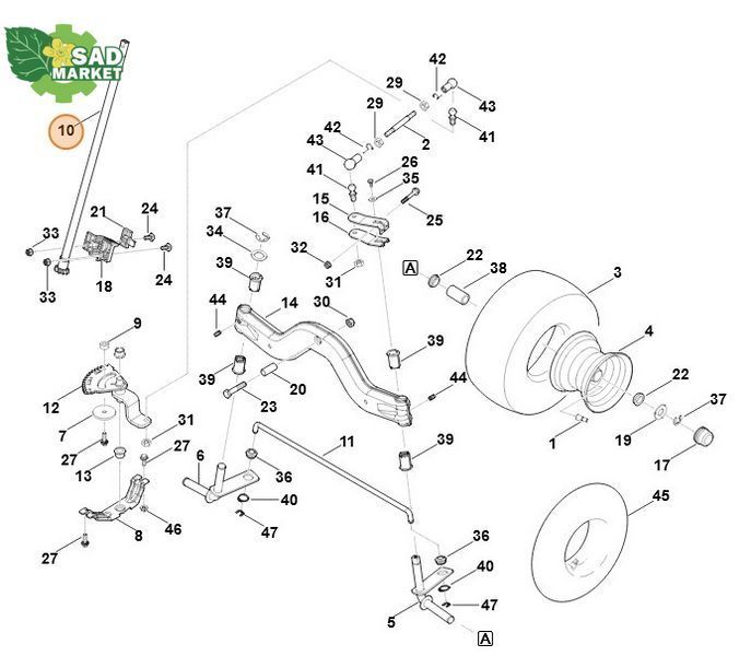 Вал рульовий до трактора газонокосарки STIHL RT 4082 та Viking MR 4082 61407002810 фото
