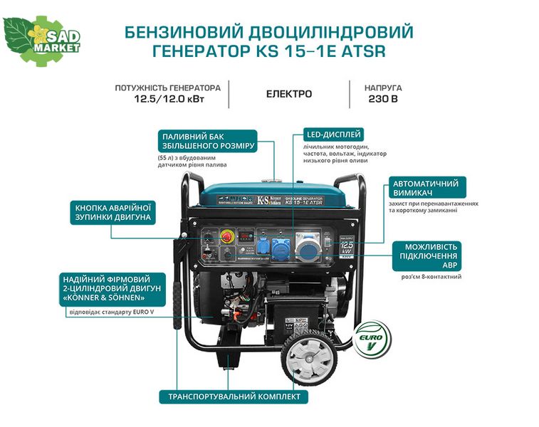 Генератор бензиновий Konner&Sohnen KS 15-1E ATSR KS 15-1E ATSR фото