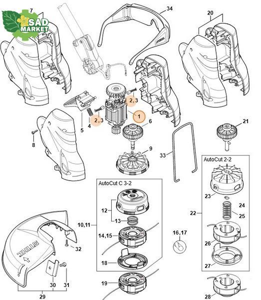 Двигун електричний до тримера STIHL FSE 52 48166000203 фото