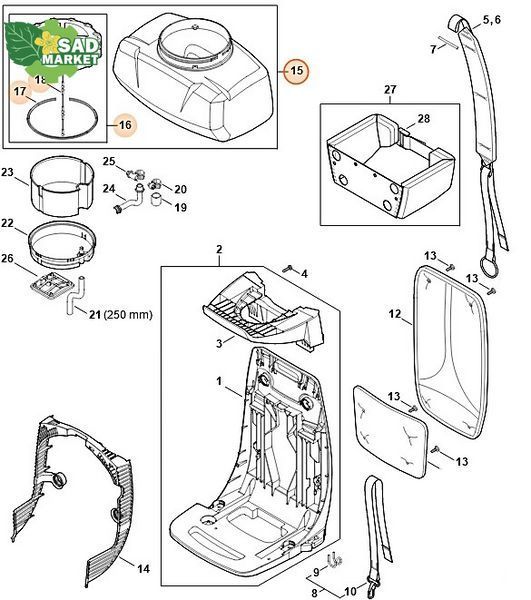 Бак 14 л для опрыскивателя STIHL SR 430 42447000805 фото