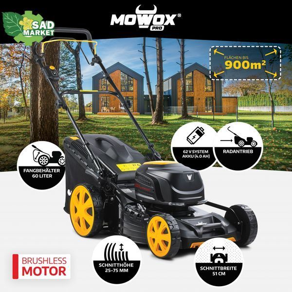 Газонокосилка аккумуляторная Mowox EM 5162 SX-Li (с аккумулятором и зарядным устройством) 10000191 фото