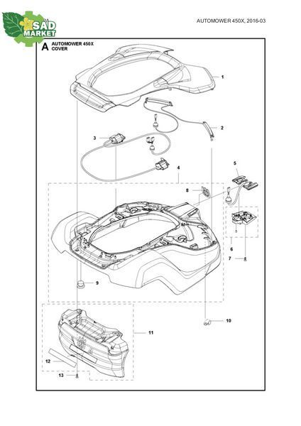 Корпус у зборі газонокосарки-робота Husqvarna Automower 430X/450X/520/550 5010611-02 фото
