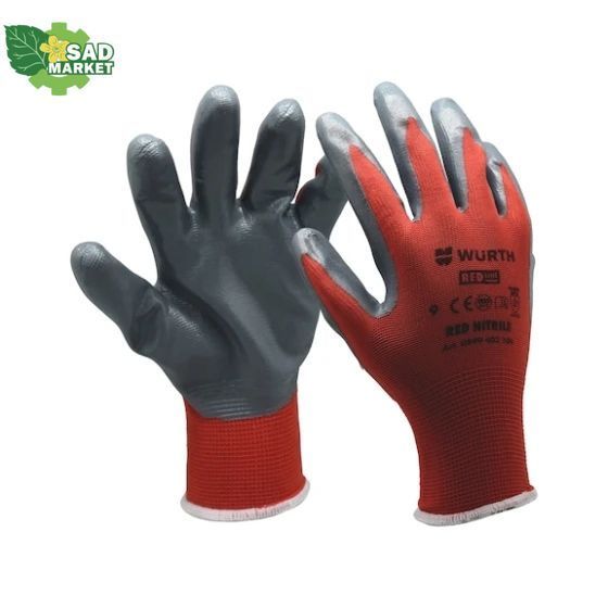 Перчатки защитные WURTH RED NITRILE, р.8  899403108 фото