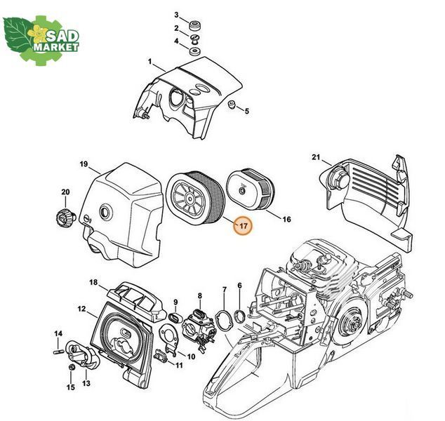 Фильтр воздушный HD2 бензопилы Stihl MS 440, MS 660, MS 880 (00001404407) 00001404407 фото