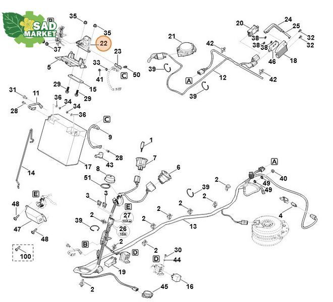 Реле стартера втягивающее (соленоид) трактора садового STIHL/VIKING 61704303100 фото